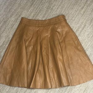 ASOS design pleated leather full skirt tan color